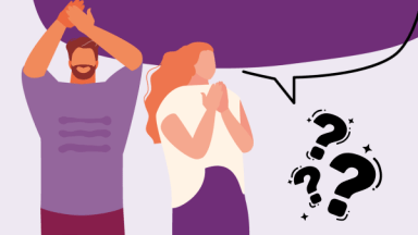 Deux personnes sur fond violet